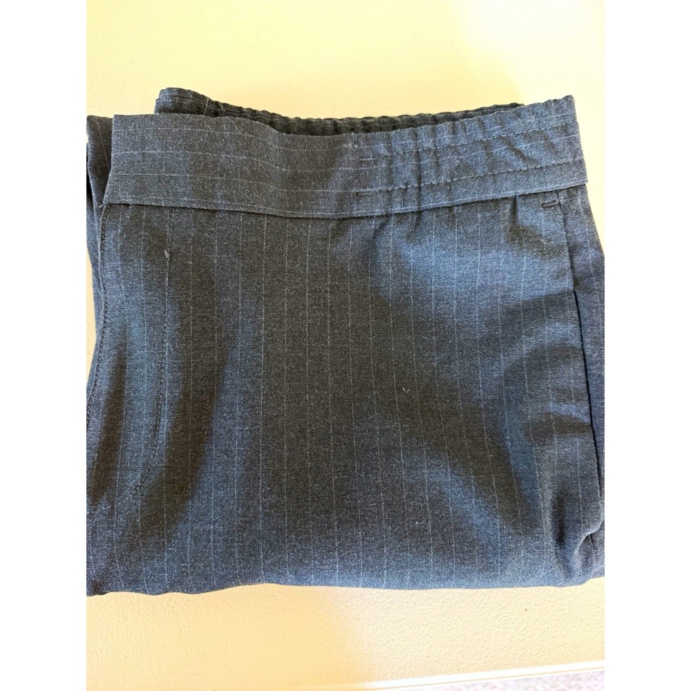 Banana Republic Men's 36x32 Gray Pinstripe Pleated Dress Pants Elastic Waist Zip